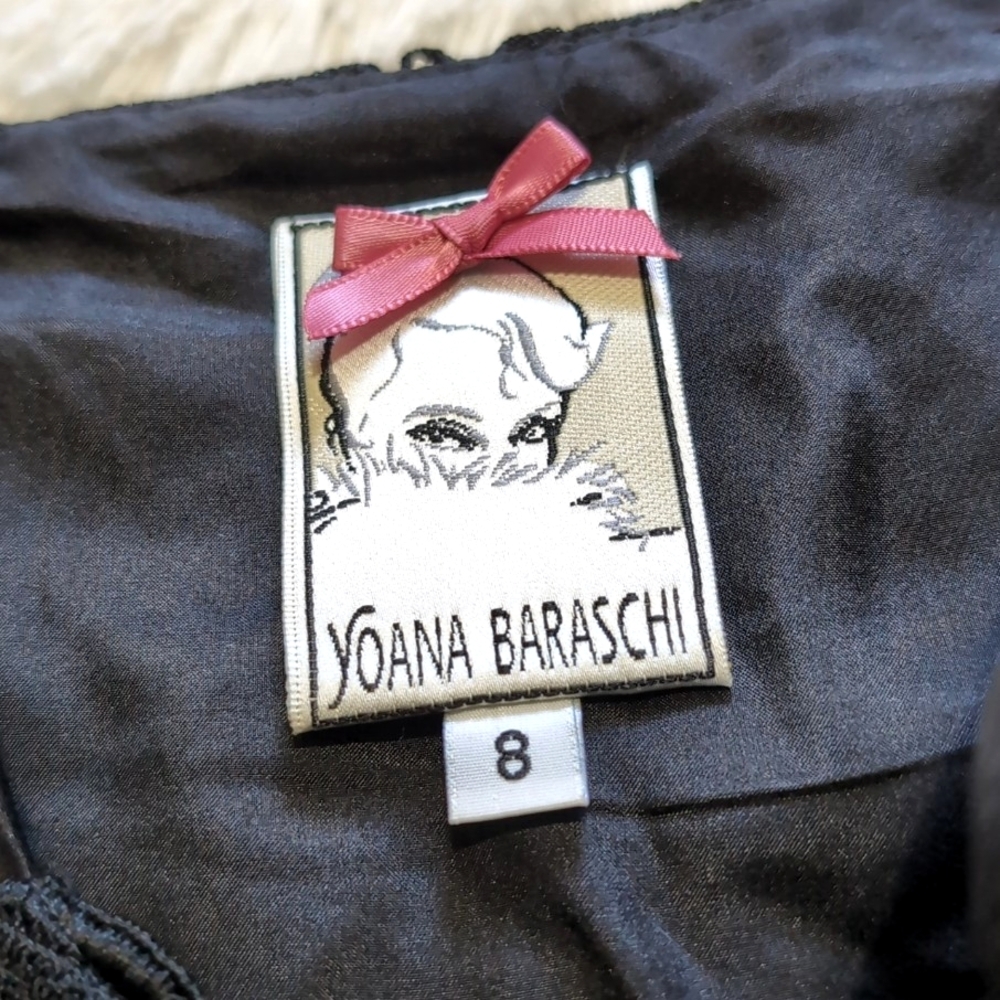 Yoana Baraschi Black Medallion Circle Lace Dress with Silk Trim Size 8 - Picture 7 of 12